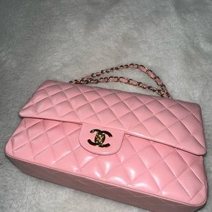 Chanel Pink Lambskin Double Flap